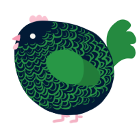 A tumblr and viridian chicken with a double-lace pattern
