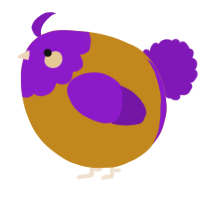 A ochre and violet chicken with a head pattern