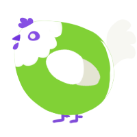 A grass and white chicken with a head pattern