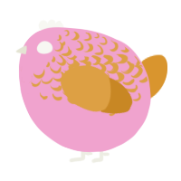 A pink and orange chicken with a half-lace pattern