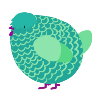 A turquoise and spring chicken with a lace pattern