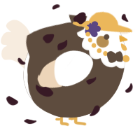 A bark and cream chicken with a head pattern