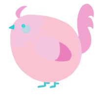 A rose and pink chicken with a head pattern