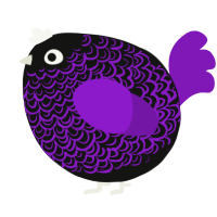 A black and violet chicken with a double-lace pattern
