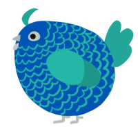 A ultramarine and turquoise chicken with a lace pattern