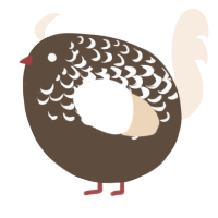 A bark and cream chicken with a half-lace pattern