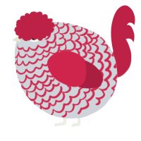 A mist and crimson chicken with a lace pattern