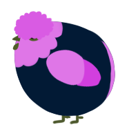 A tumblr and orchid chicken with a head pattern