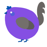 A blurple and grey chicken