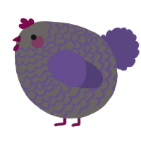 A grey and overcast chicken with a lace pattern