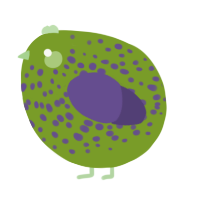 A chartreuse and overcast chicken with a speckle pattern