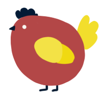 A red and yellow chicken
