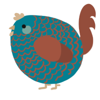 A sea and russet chicken with a lace pattern