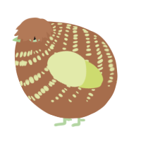 A brown and lemon chicken with a bar pattern
