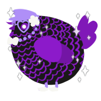 A sable and violet chicken with a lace pattern