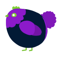 A tumblr and violet chicken with a head pattern
