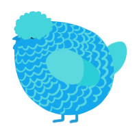 A sky and aqua chicken with a lace pattern