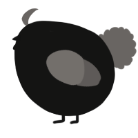 A black and grey chicken