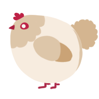 A cream and beige chicken with a head pattern