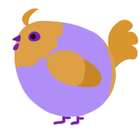 A lilac and orange chicken with a head pattern