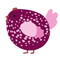 A wine and pink chicken with a speckle pattern