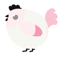A white and rose chicken with a head pattern
