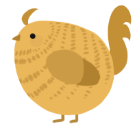 A honey and gold chicken with a bar pattern