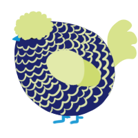 A navy and lemon chicken with a lace pattern
