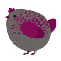 A grey and wine chicken with a half-lace pattern