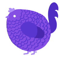 A blurple and indigo chicken with a lace pattern