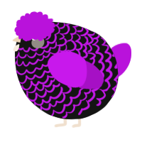 A black and amethyst chicken with a lace pattern