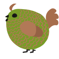 A chartreuse and brown chicken with a lace pattern