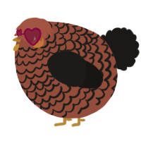 A russet and sable chicken with a lace pattern