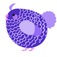A indigo and lilac chicken with a lace pattern