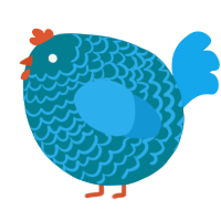 A sea and sky chicken with a lace pattern