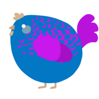 A sapphire and amethyst chicken with a half-lace pattern
