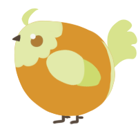 A orange and lemon chicken with a head pattern