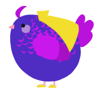 A indigo and amethyst chicken with a half-lace pattern