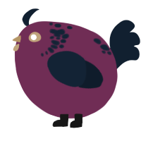 A wine and tumblr chicken with a neck-speckle pattern