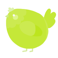 A lime chicken with a head pattern