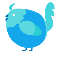 A sky and aqua chicken with a head pattern