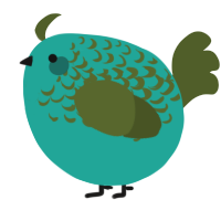 A turquoise and olive chicken with a half-lace pattern