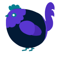 A tumblr and indigo chicken with a head pattern