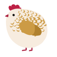 A cream and gold chicken with a half-lace pattern