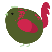 A olive and crimson chicken with a neck-speckle pattern