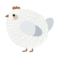 A white and mist chicken with a lace pattern