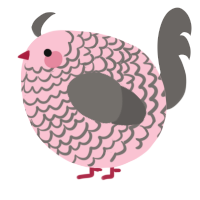 A rose and grey chicken with a lace pattern