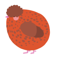 A vermilion and russet chicken with a speckle pattern