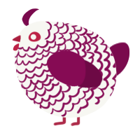 A white and wine chicken with a lace pattern