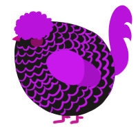 A sable and amethyst chicken with a lace pattern
